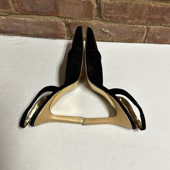 GUCCI Women’s Authentic Black Leather & Suede Sling Back Heel Size 7 - Picture 5 of 11